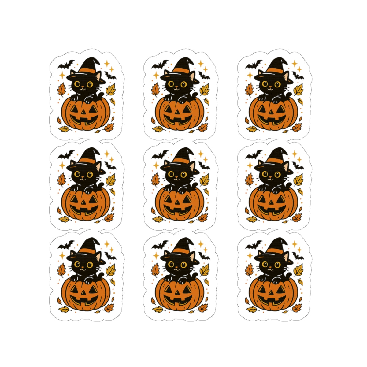 Cute Halloween Cat Stickers, Perfect for Scrapbooking, Gift Wrapping, Laptop, Water Bottle, Journal Decor
