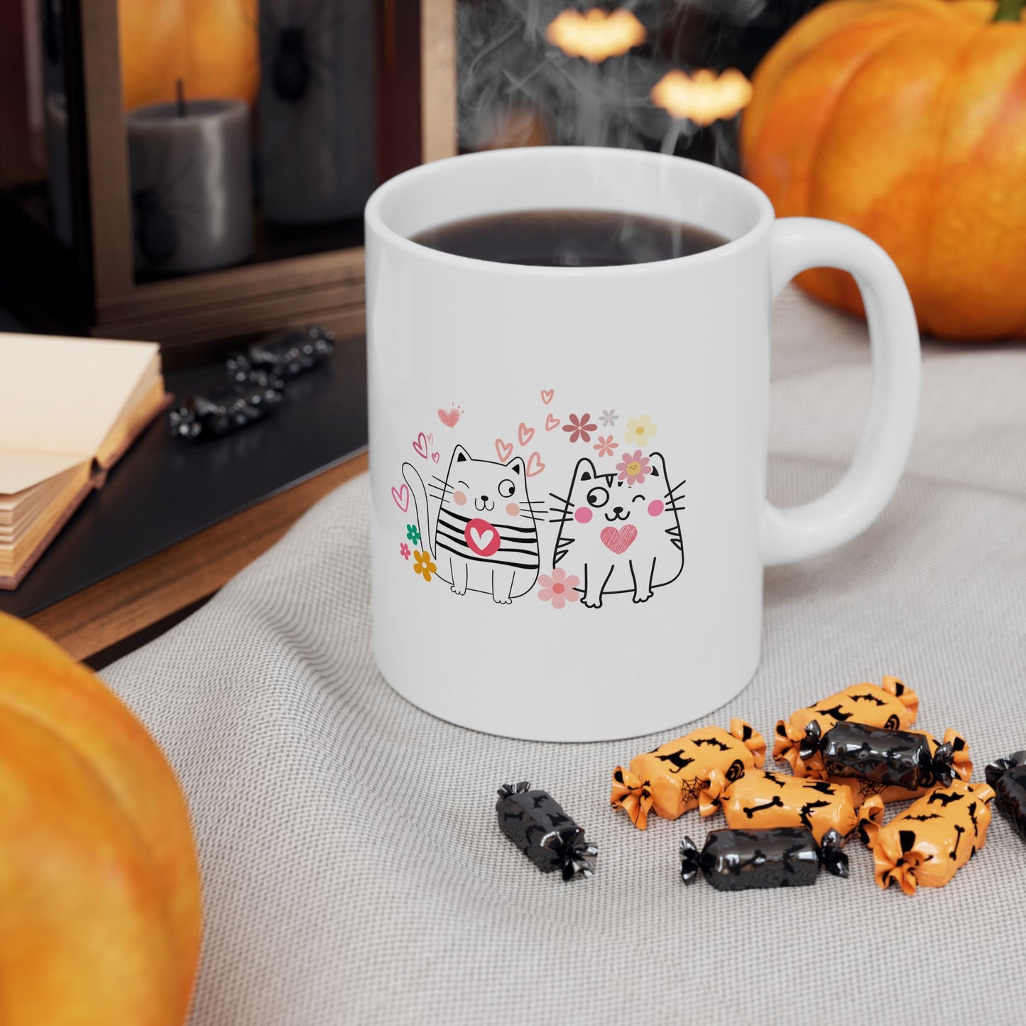 Cat Lover Coffee Mug Cute Ceramic Cup, Gift for Cat Owners (11oz/15oz)