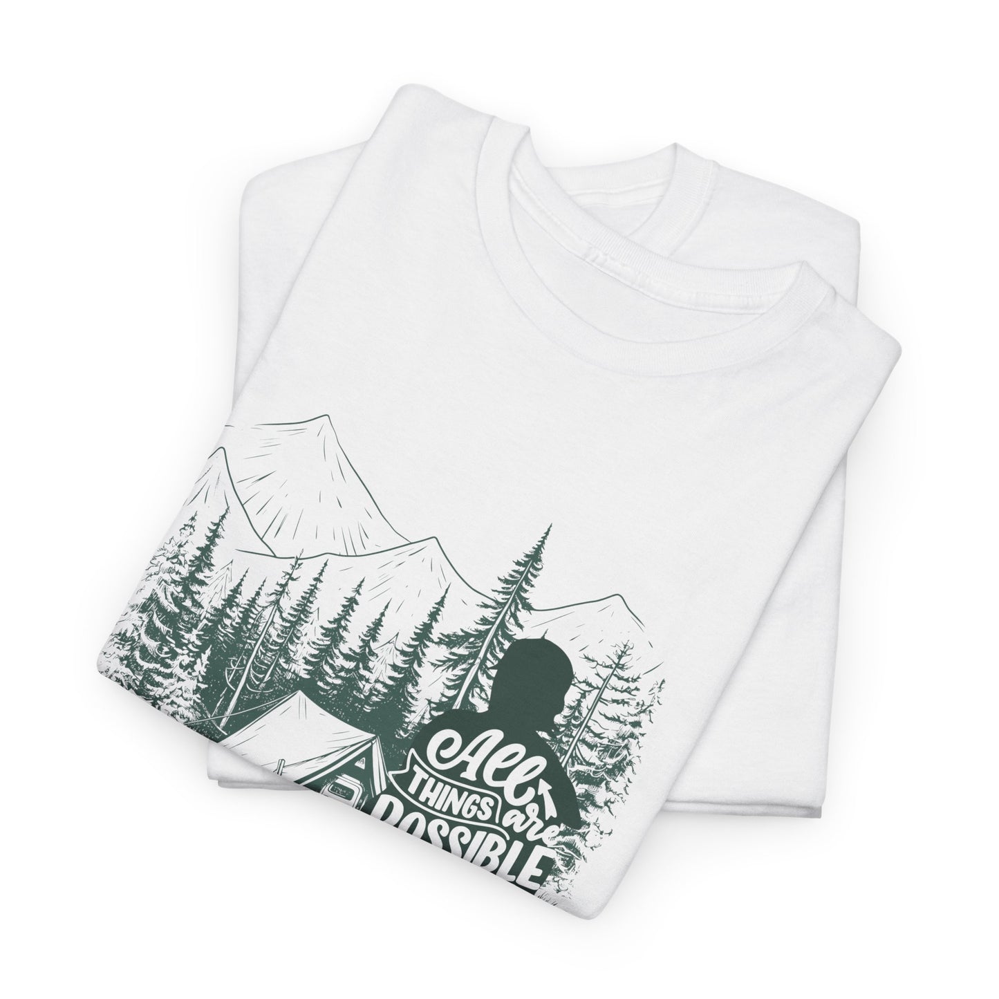 Adventure Awaits Camping Tee - Unisex Heavy Cotton Shirt, Outdoor Apparel, Nature Lover Gift, Hiking T-Shirt, Gift for Campers