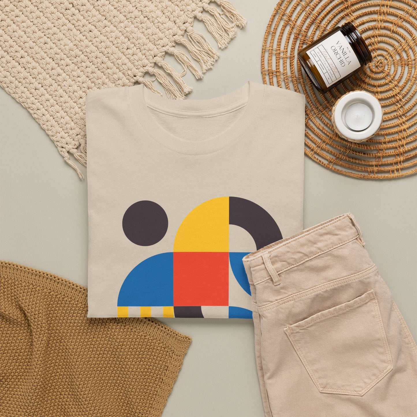 Abstract Geometric Shapes T-Shirt, Mid Century Modern Graphic Tee, Colorful Retro Pattern Shirt, Minimalist Art Unisex Tee, Modern Design Top