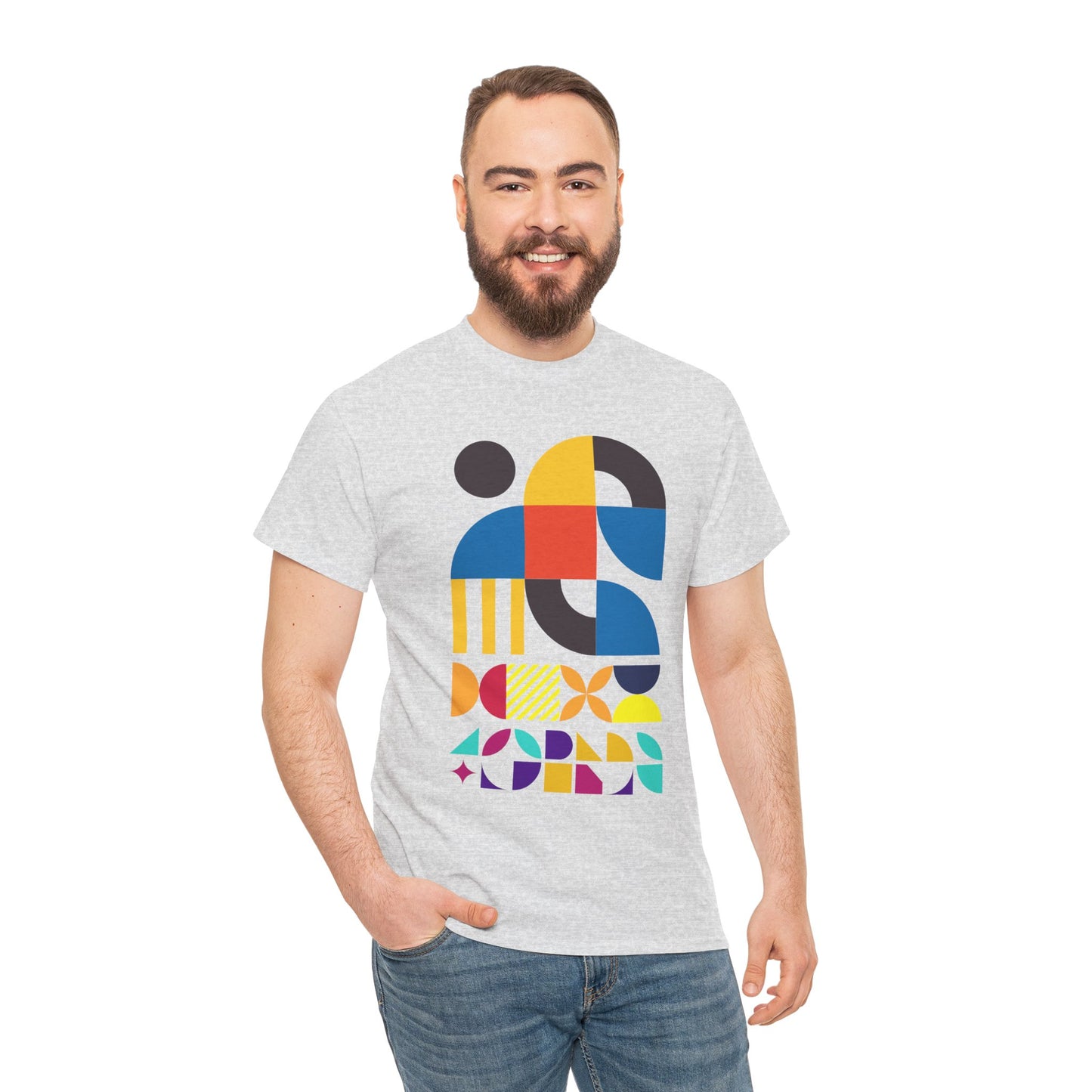 Abstract Geometric Shapes T-Shirt, Mid Century Modern Graphic Tee, Colorful Retro Pattern Shirt, Minimalist Art Unisex Tee, Modern Design Top