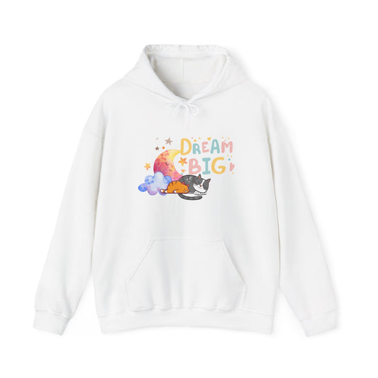 Cute Cat Hoodie, Dream Big Hoodie, Sleepy Cat Sweatshirt, Kawaii Cat Hoodie, Cat Lover Gift, Cozy Pastel Hoodie, Moon Cat Hoodie
