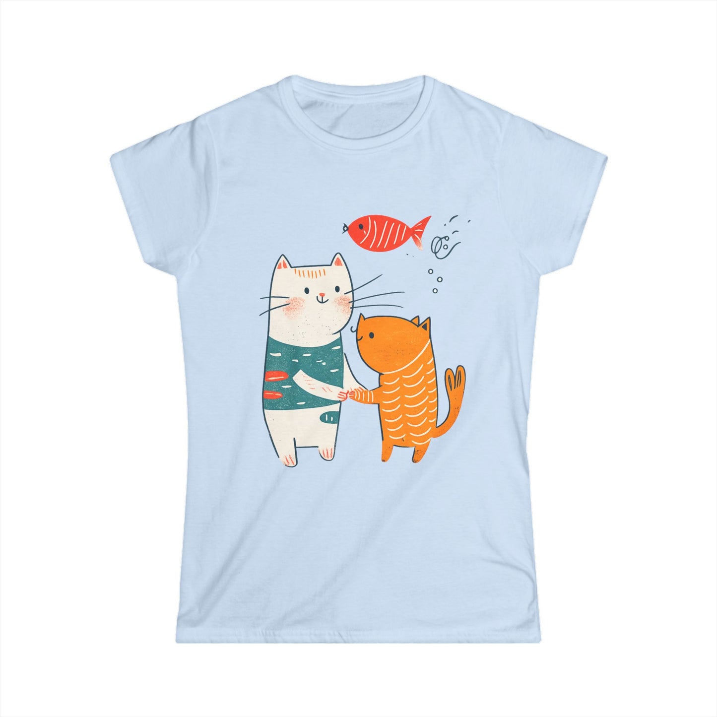 Cute Cat Friends T-Shirt, Whimsical Cat Graphic Tee, Cat Lover Gift