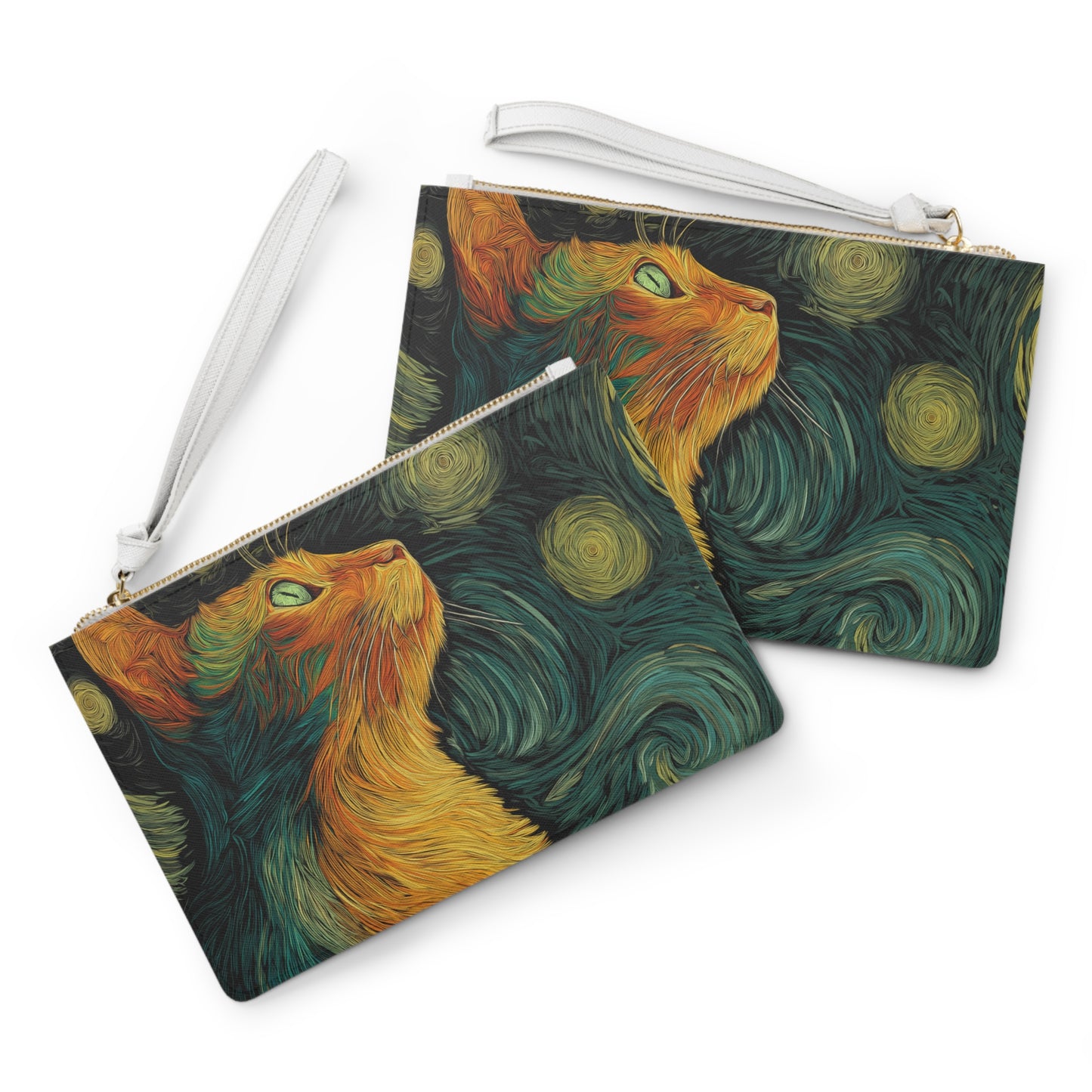 Celestial Cat Clutch Bag – Cosmic Cat Purse, Animal Lover Gift, Cute Travel Accessory, Stylish Zipper Bag