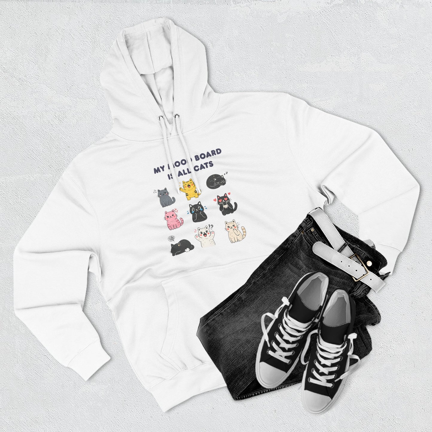 My Mood Board Is All Cats Hoodie | Funny Cat Lover Graphic Hoodie, Cozy Unisex Cat Gift