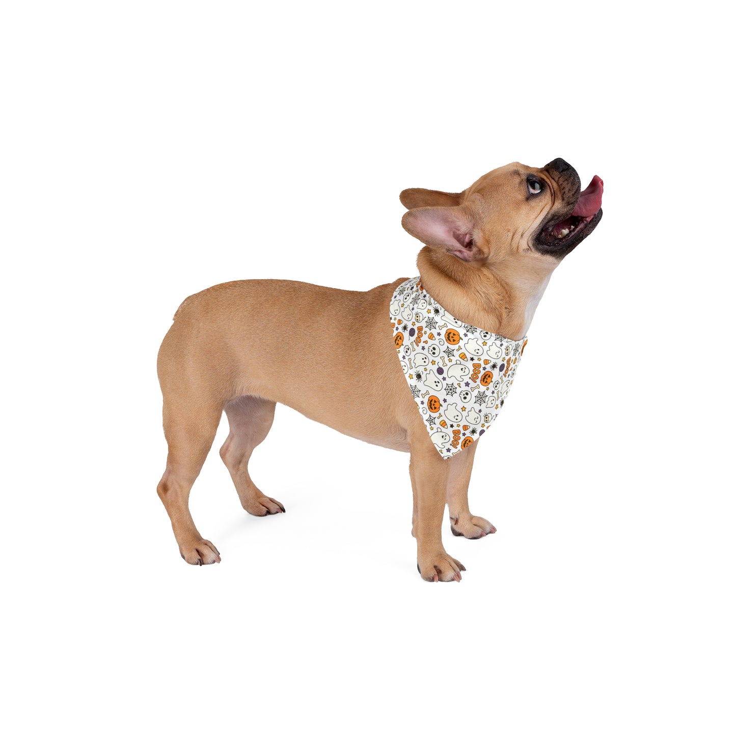 Halloween Pet Bandana Ghost & Pumpkin Dog Scarf, Cute Cat Accessory, Spooky 27x13 Polyester Bandana