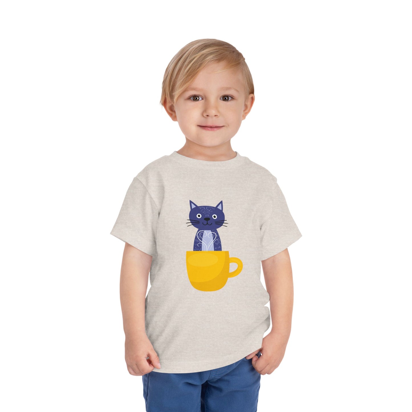 Cute Cat in Cup Toddler T-Shirt, Fun Kids Tee, Playful Gift, Perfect for Birthdays, Cat Lovers, Everyday Wear