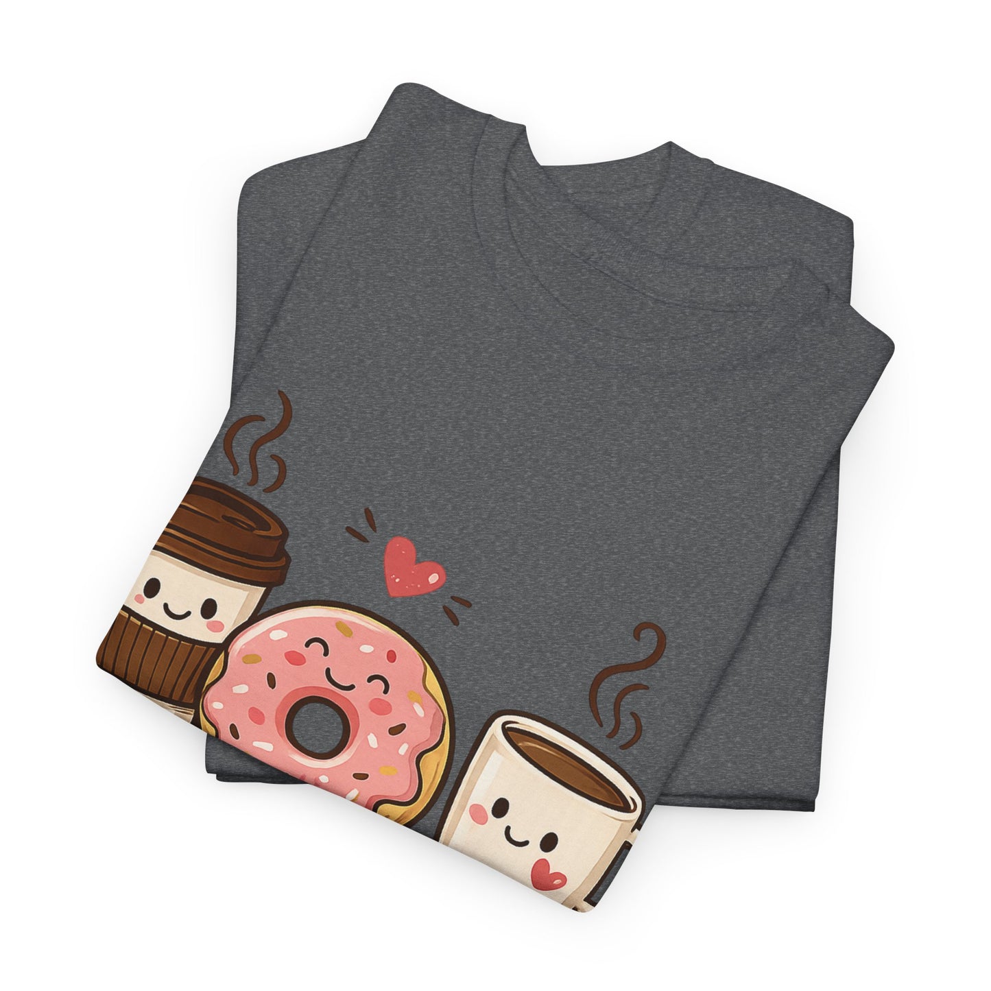Brew Crew Coffee Donut T-Shirt, Cute Coffee Lover Tee, Breakfast Graphic Shirt, Cafe Aesthetic Gift, Unisex Heavy Cotton Gildan 5000 Tee