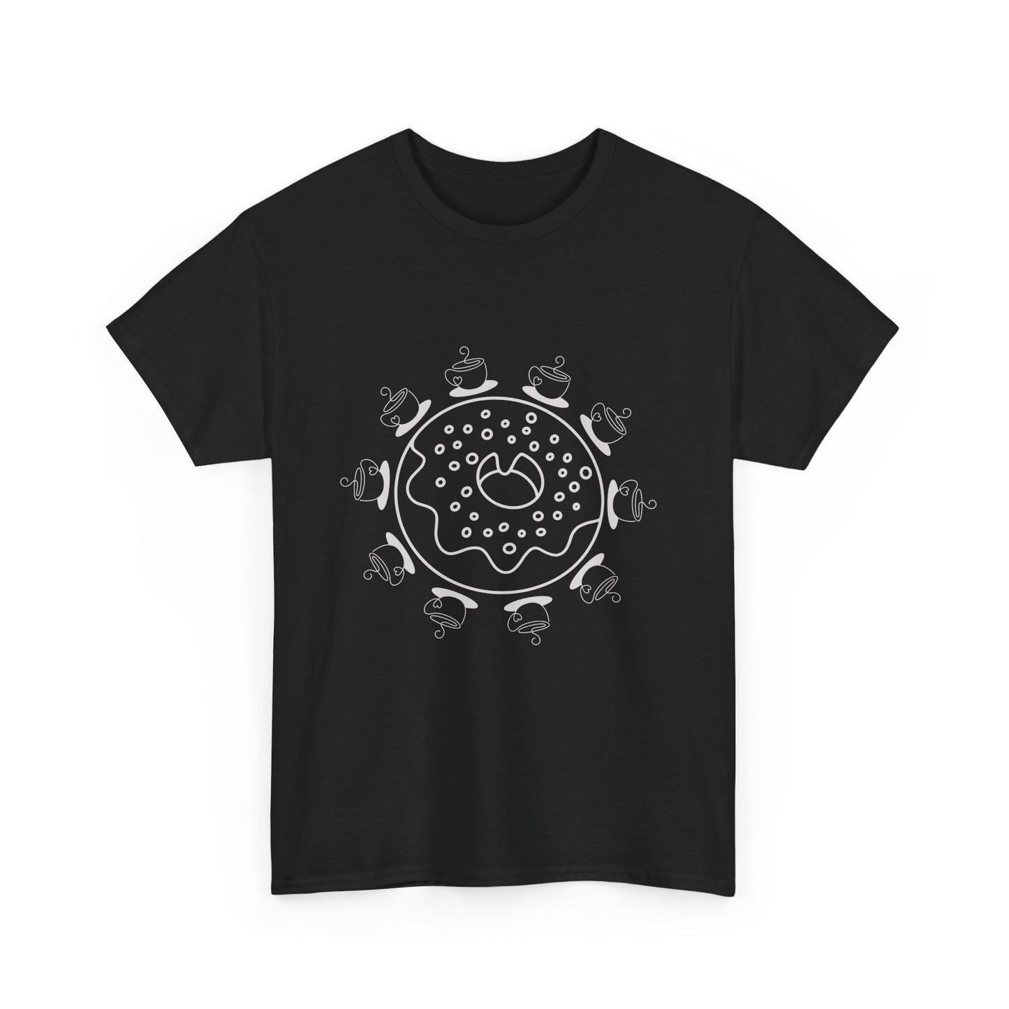Donut and Coffee T-Shirt, Coffee Lover Shirt, Cute Minimal Line Art Tee, Donut Graphic Tee, Gift for Coffee Lovers