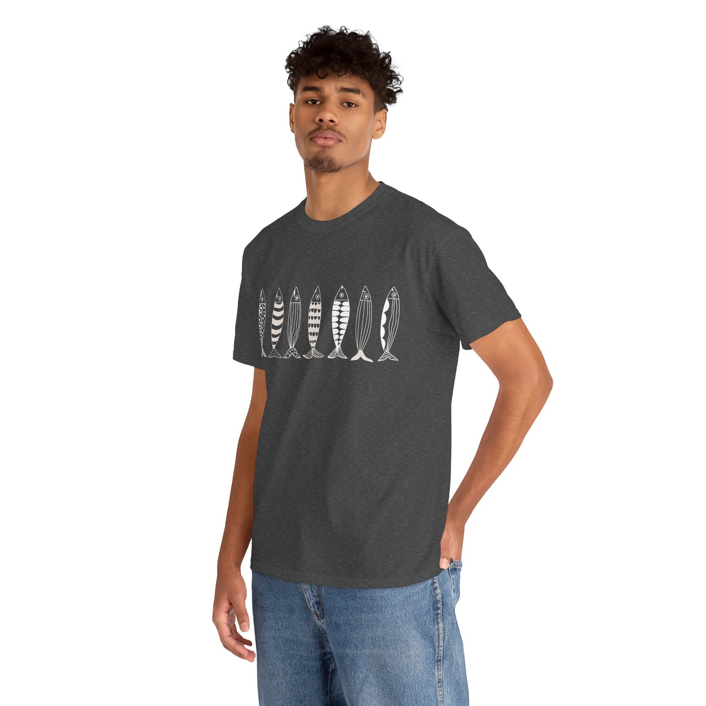 Fishing Fish Pattern T-Shirt, Angler Graphic Tee, Fisherman Gift for Dad, Father's Day Fishing Shirt, Lake Life Unisex Tee