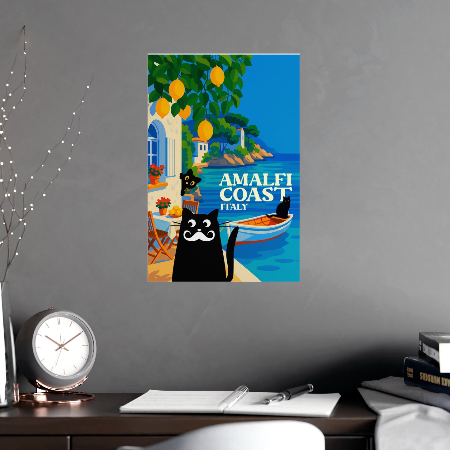 Amalfi Coast Italy Poster – Vertical Matte Wall Art, Vibrant Coastal Decor, Travel Print for Home, Multiple Sizes Available