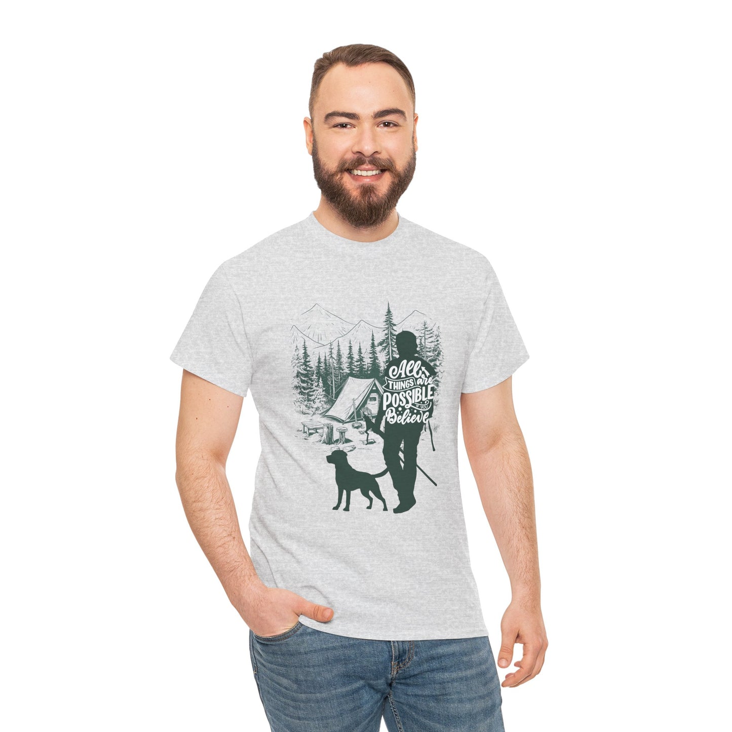 Adventure Awaits Camping Tee - Unisex Heavy Cotton Shirt, Outdoor Apparel, Nature Lover Gift, Hiking T-Shirt, Gift for Campers