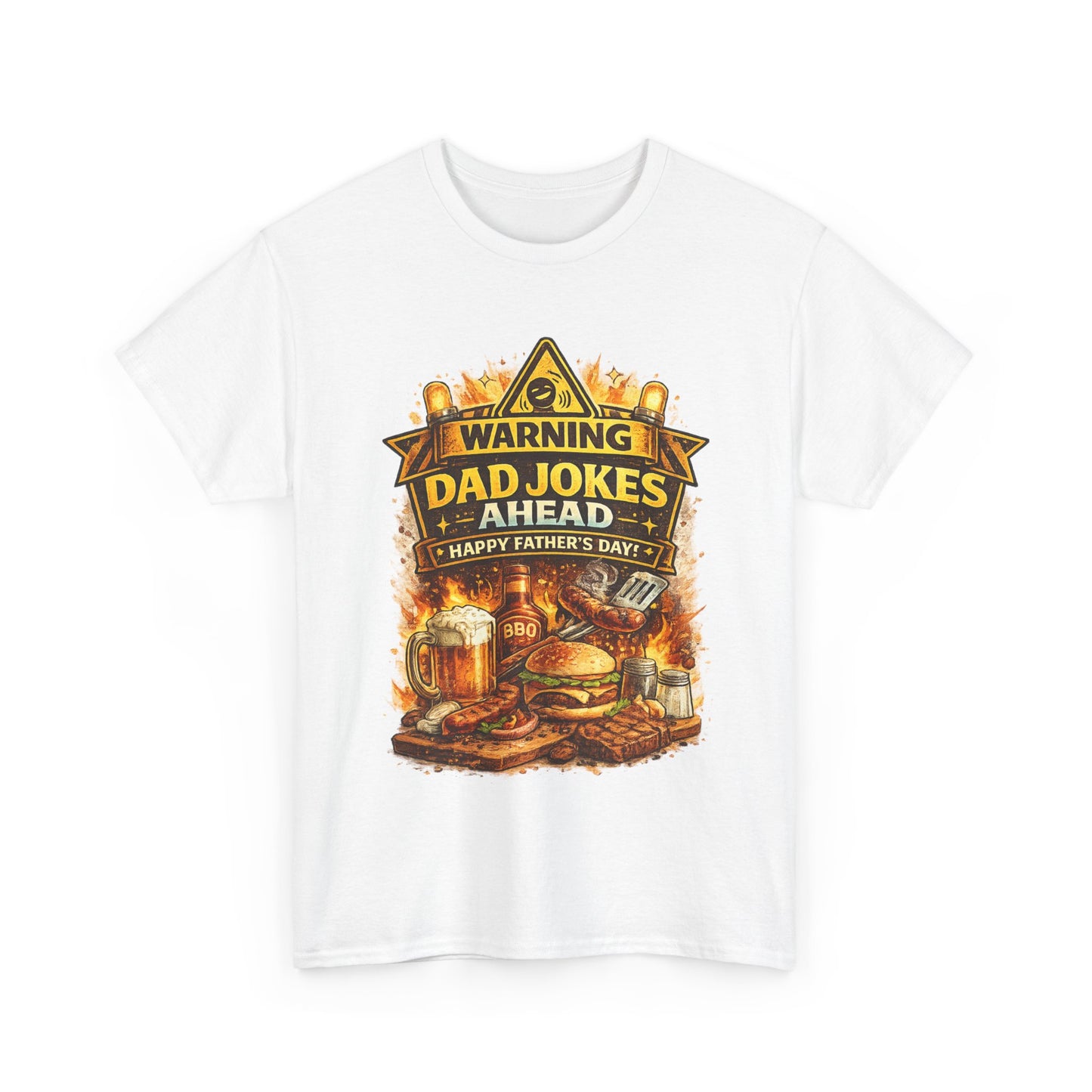 Warning Dad Jokes Ahead Shirt | Funny Fathers Day Grill Beer Tee | Dad BBQ Humor Graphic Shirt