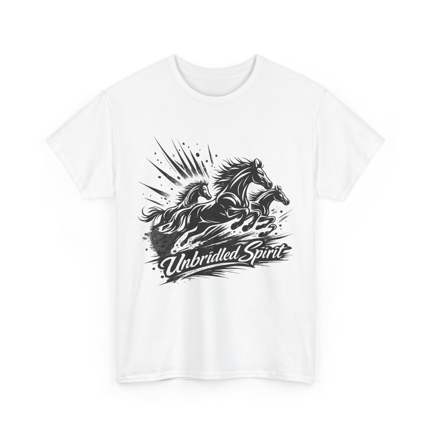 Unbridled Spirit Horse T-Shirt | Running Horses Graphic Tee | Equestrian Lover Gift | Unisex Cotton Shirt