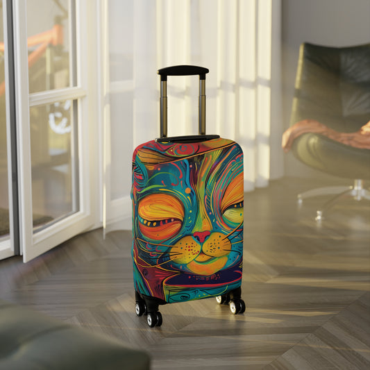 Colorful Cat Luggage Cover – Vibrant Suitcase Protector, Fun Travel Gear for Pet Lovers, Unique Cat-Themed Baggage Accessory