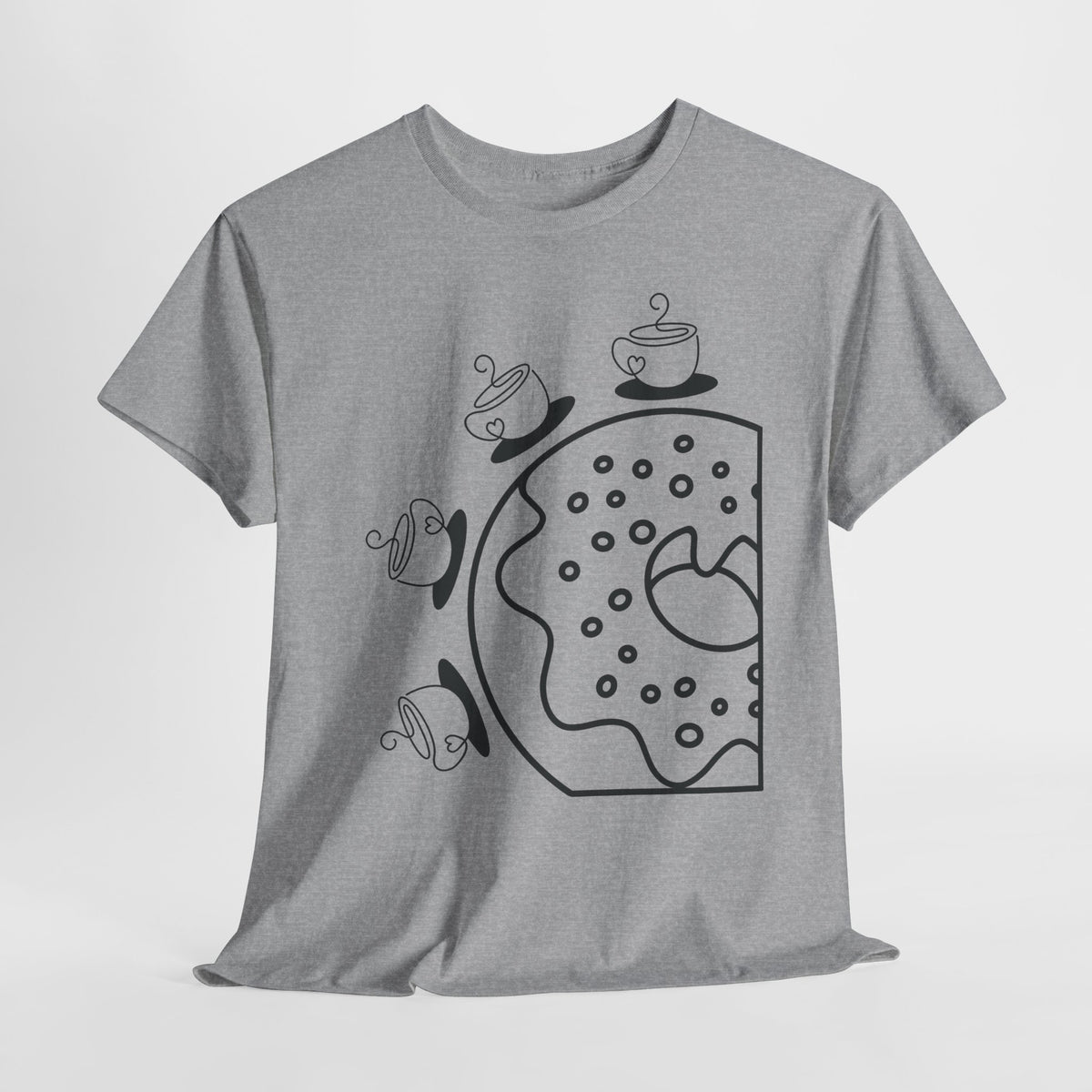 Coffee Lover Donut T-Shirt, Cute Coffee Graphic Tee, Minimalist Line Art Shirt, Café Foodie Gift, Unisex Graphic Tee