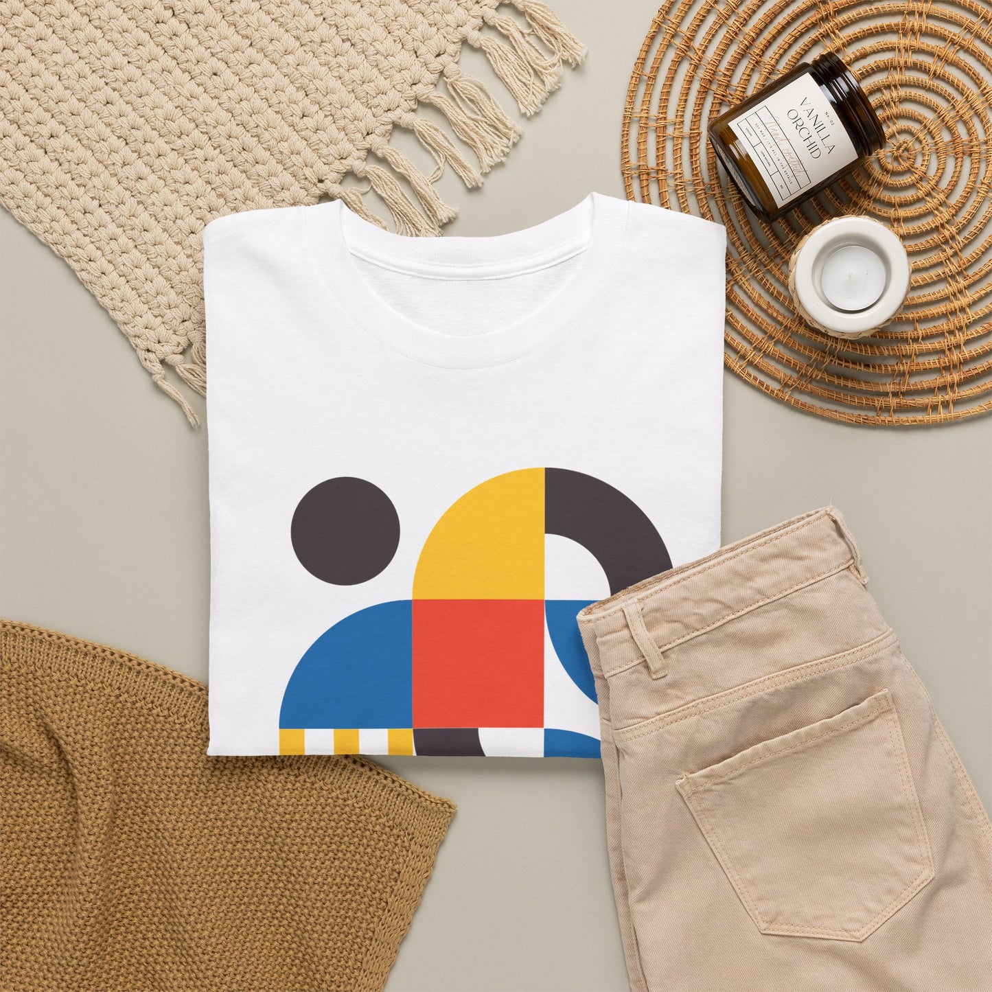 Abstract Geometric Shapes T-Shirt, Mid Century Modern Graphic Tee, Colorful Retro Pattern Shirt, Minimalist Art Unisex Tee, Modern Design Top