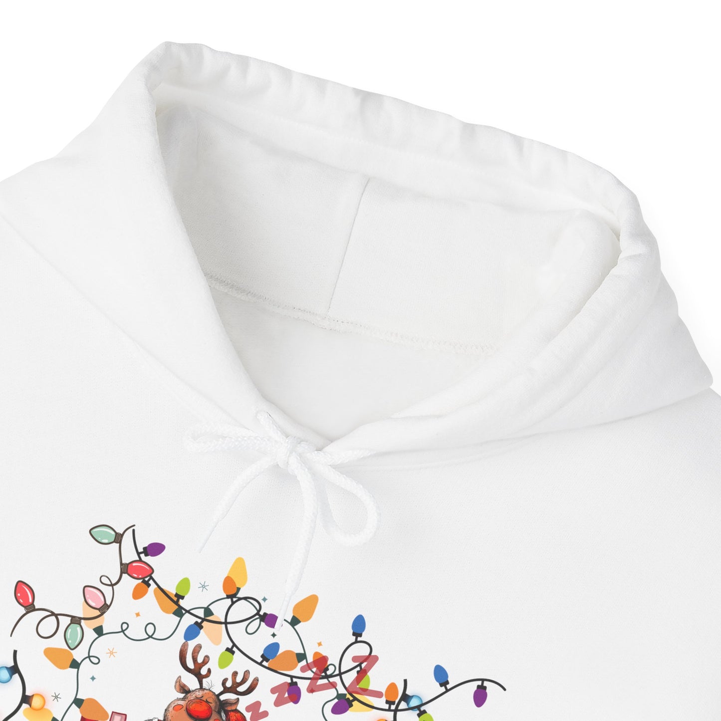 Christmas Reindeer 'HOHOHO' Hoodie - Cute Sleeping Rudolph Holiday Sweatshirt