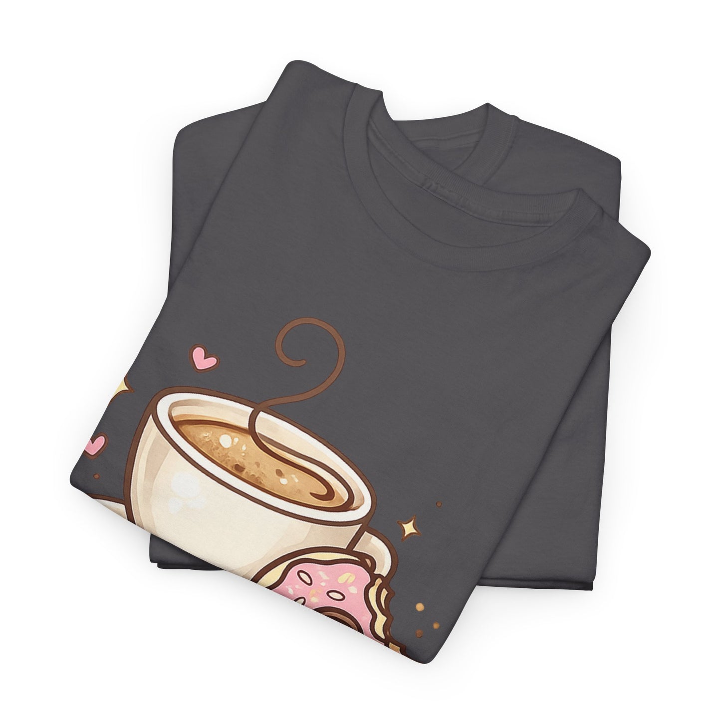 Sweet Mood Coffee Donut T-Shirt, Cute Coffee Lover Tee, Donut Graphic Shirt, Cafe Gift, Breakfast Lover Tee, Unisex Cotton Tee