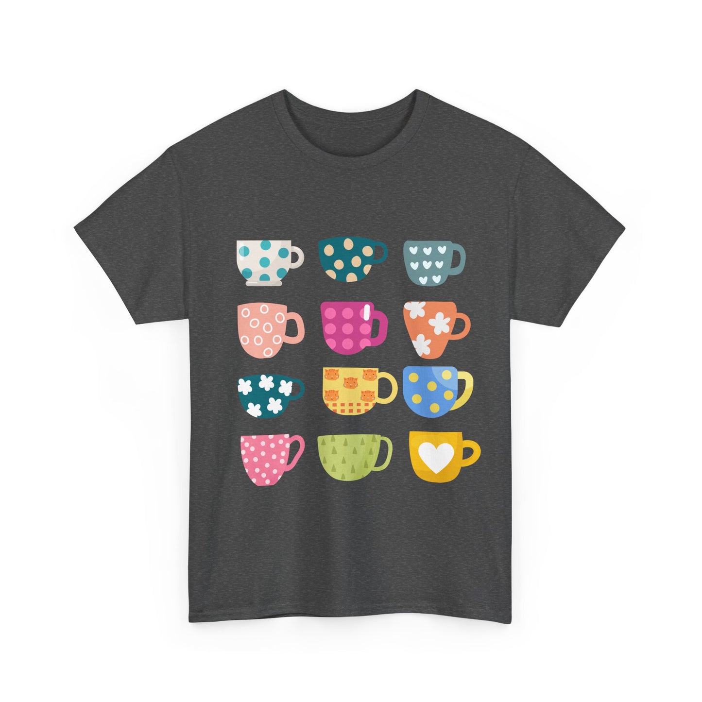 Coffee Cups Tee — Cute Colorful Mugs Graphic T-Shirt