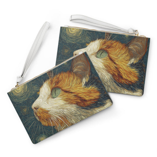 Artistic Cat Clutch Bag – Cat Lover Gift, Cute Travel Pouch, Unique Cosmetic Case, Handmade Pet Accessory & Handbag