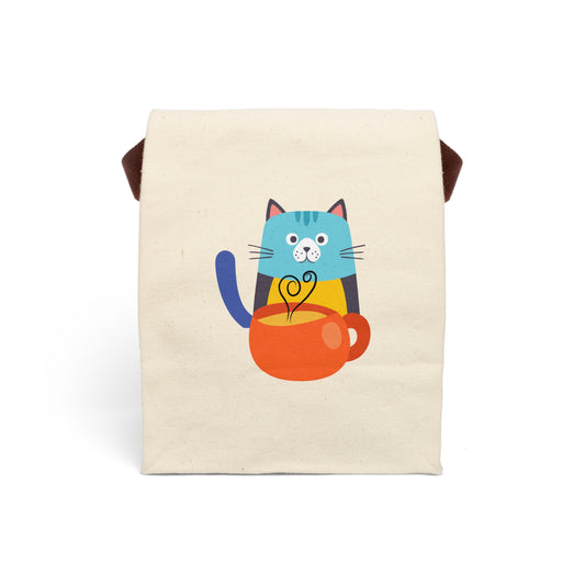 Cute Cat Canvas Lunch Bag, Fun Lunch Tote, Eco-Friendly Lunch Bag, Funny Cat Gift, Kids Lunch Bag, Pet Lover Gift