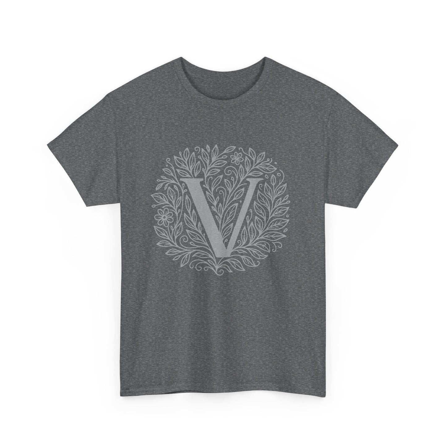Personalized Initial V Floral Graphic Tee, Unisex Cotton T-Shirt