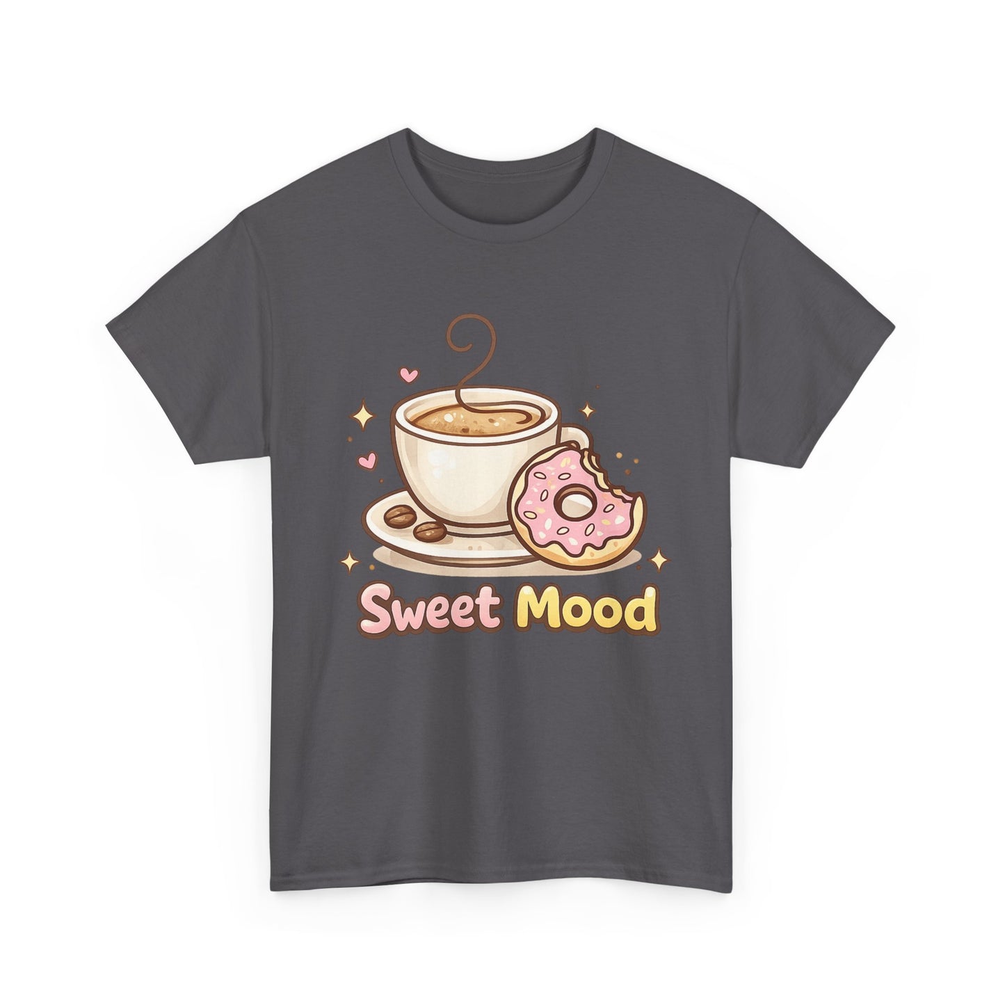 Sweet Mood Coffee Donut T-Shirt, Cute Coffee Lover Tee, Donut Graphic Shirt, Cafe Gift, Breakfast Lover Tee, Unisex Cotton Tee