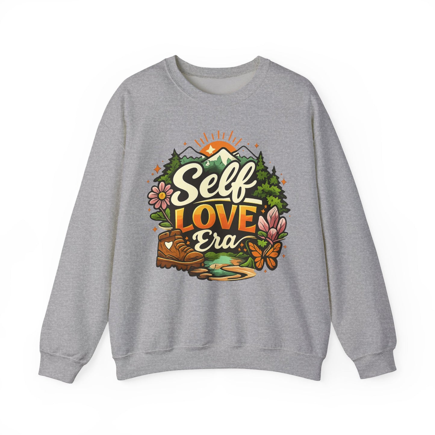 Self-Love Era Sweatshirt, Self Care Crewneck, Nature Graphic Sweatshirt, Positive Quote Sweater, Mental Health Gift, Cozy Unisex Pullover
