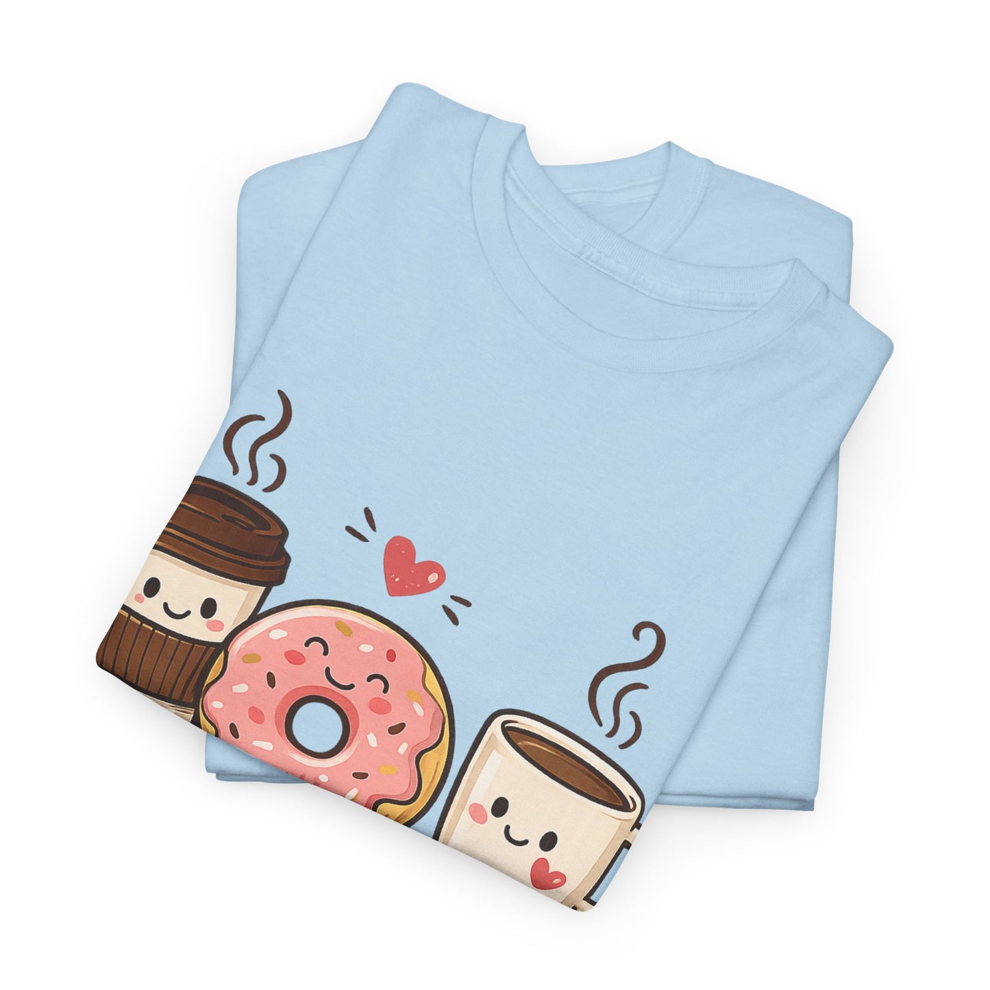 Brew Crew Coffee Donut T-Shirt, Cute Coffee Lover Tee, Breakfast Graphic Shirt, Cafe Aesthetic Gift, Unisex Heavy Cotton Gildan 5000 Tee