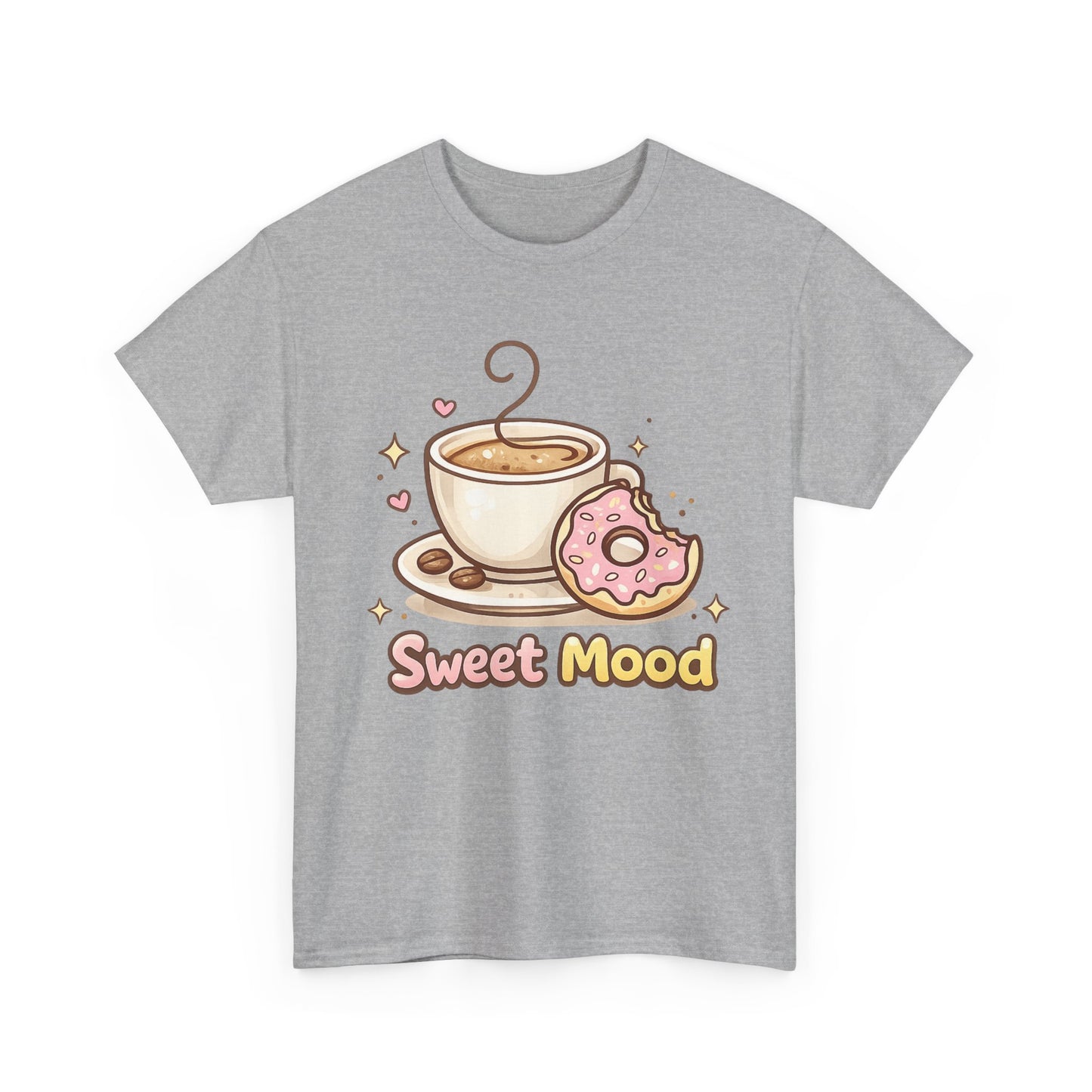 Sweet Mood Coffee Donut T-Shirt, Cute Coffee Lover Tee, Donut Graphic Shirt, Cafe Gift, Breakfast Lover Tee, Unisex Cotton Tee