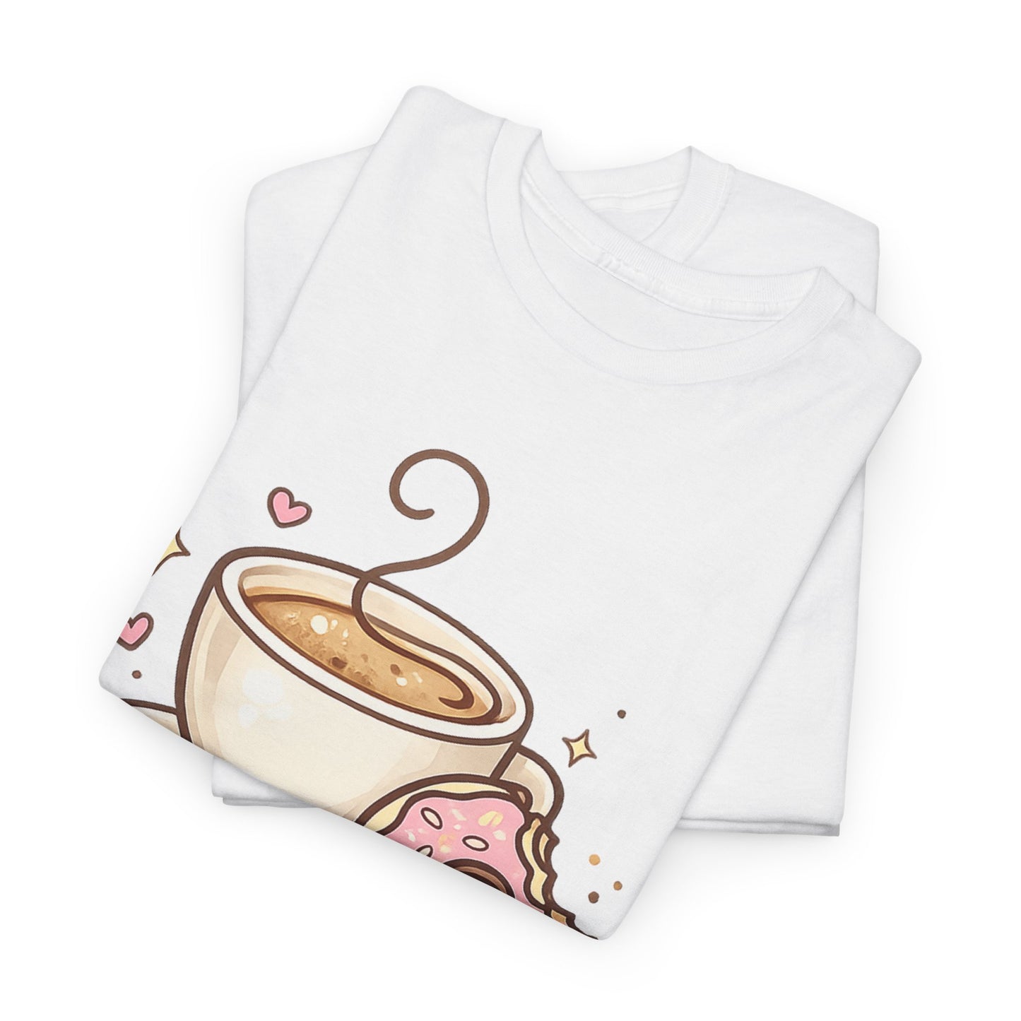 Sweet Mood Coffee Donut T-Shirt, Cute Coffee Lover Tee, Donut Graphic Shirt, Cafe Gift, Breakfast Lover Tee, Unisex Cotton Tee