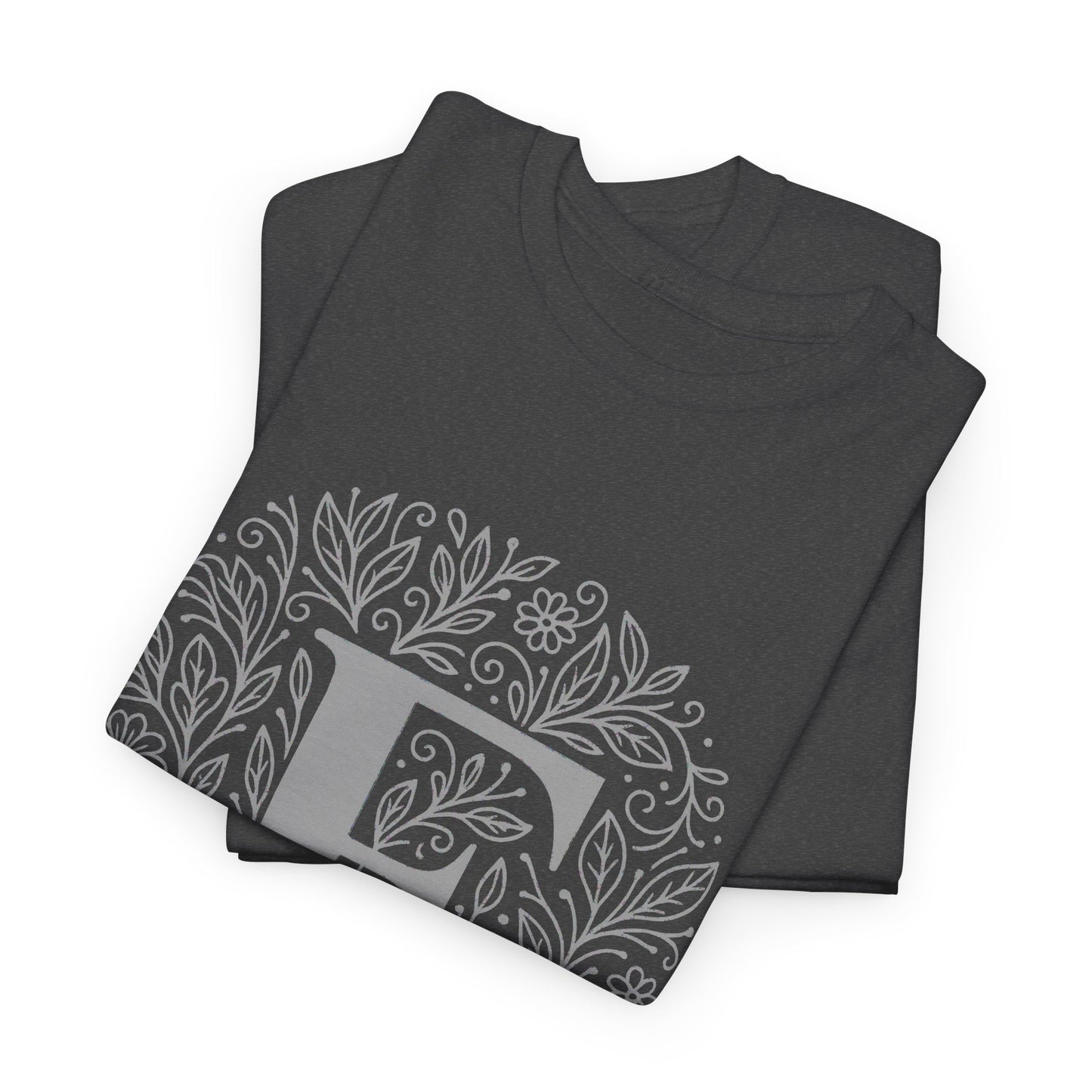 Personalized Initial F, Unisex Heavy Cotton Tee, Custom Graphic T-Shirt, Gifts for Her, Birthday, Casual Wear, Women's Fashion