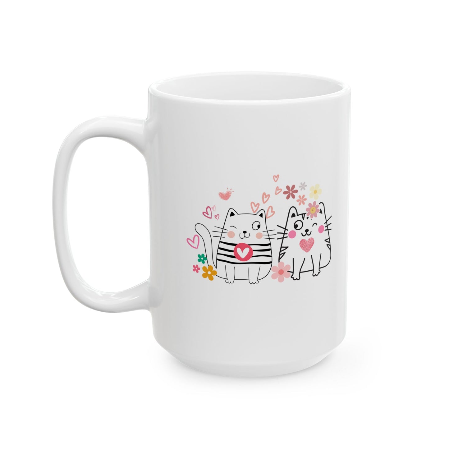 Cat Lover Coffee Mug Cute Ceramic Cup, Gift for Cat Owners (11oz/15oz)