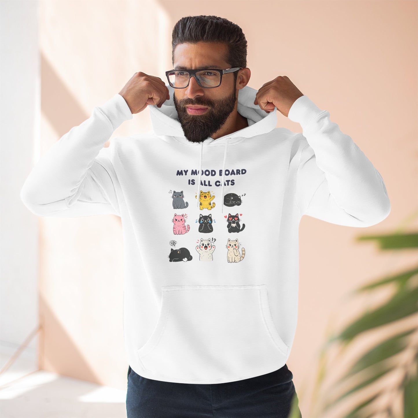My Mood Board Is All Cats Hoodie | Funny Cat Lover Graphic Hoodie, Cozy Unisex Cat Gift