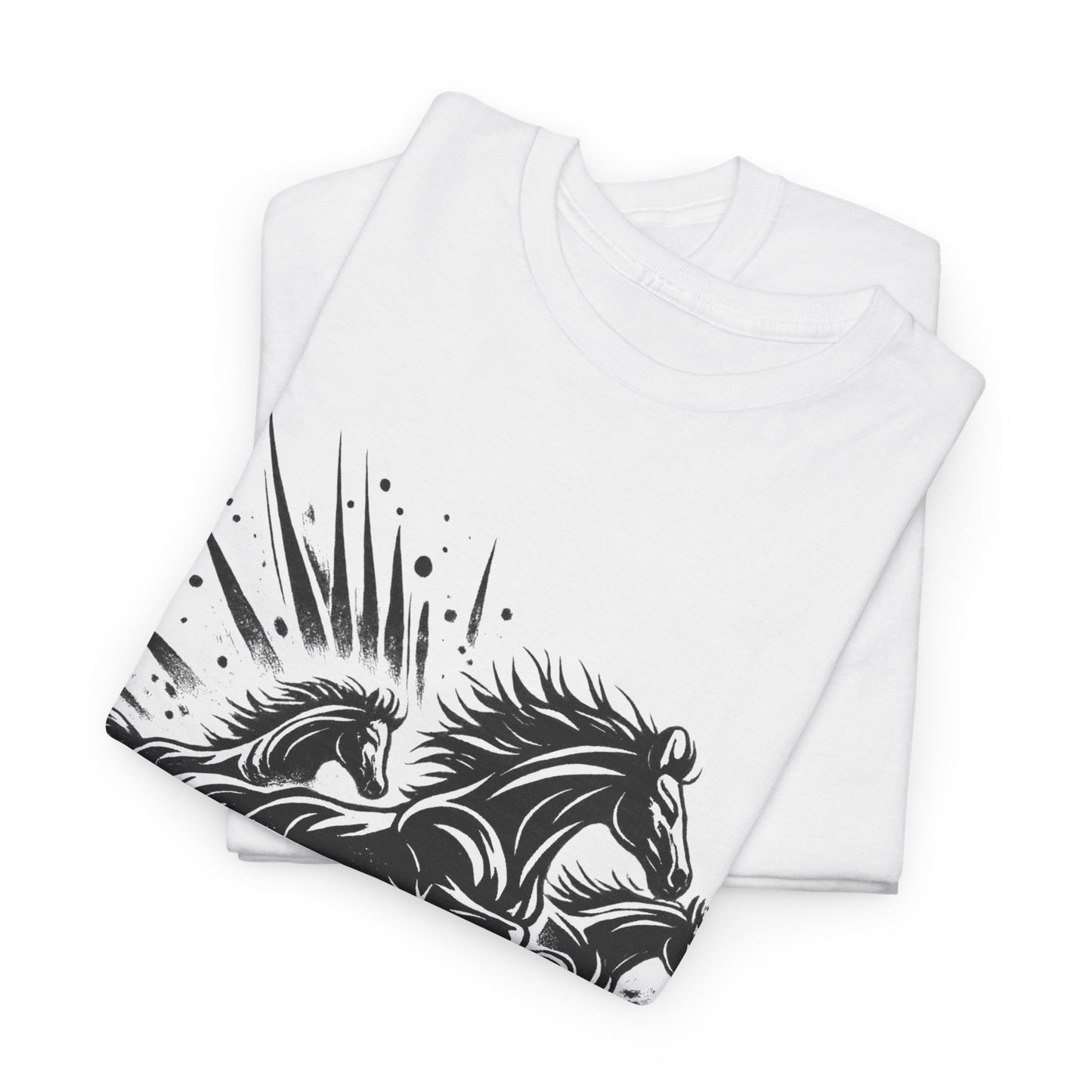 Unbridled Spirit Horse T-Shirt | Running Horses Graphic Tee | Equestrian Lover Gift | Unisex Cotton Shirt