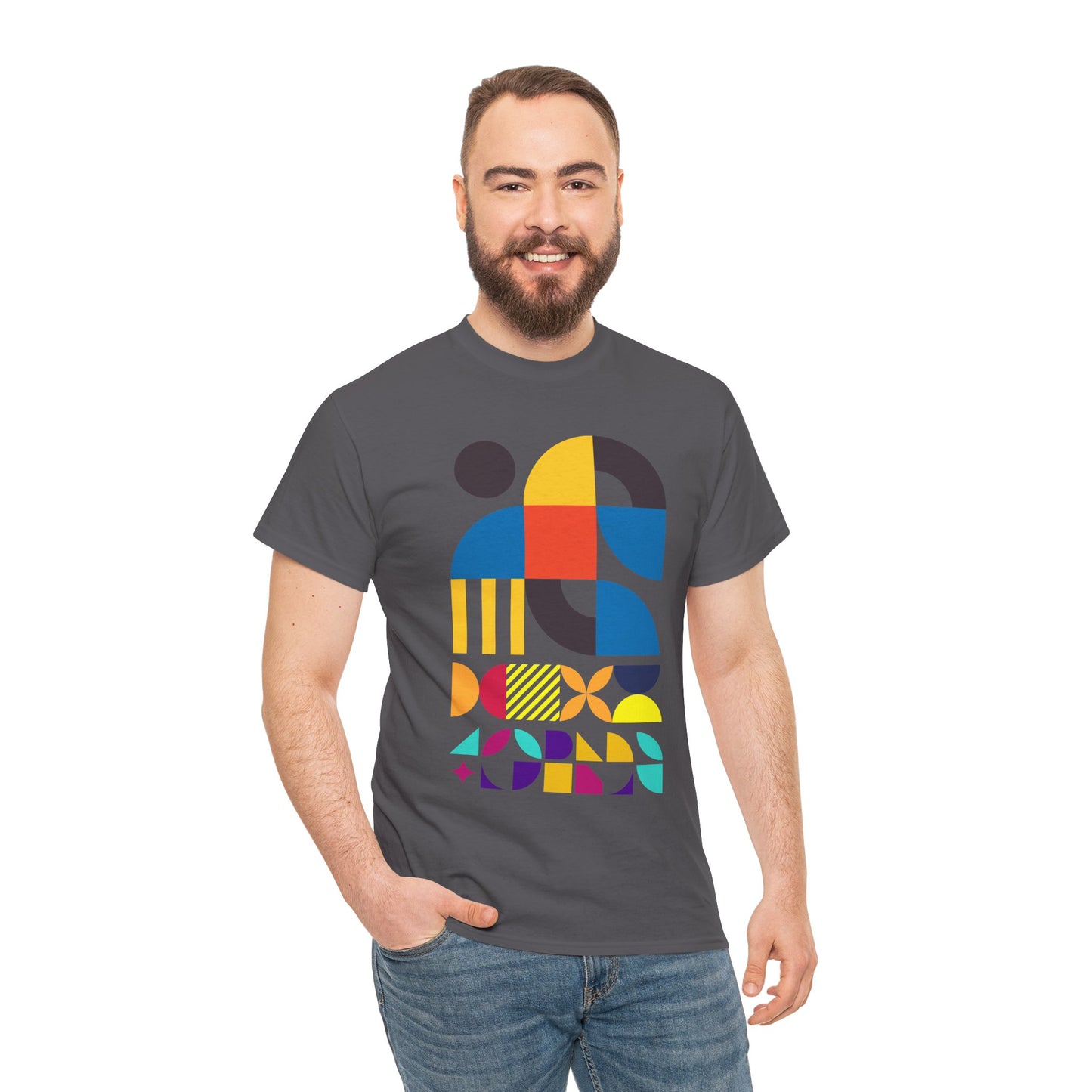 Abstract Geometric Shapes T-Shirt, Mid Century Modern Graphic Tee, Colorful Retro Pattern Shirt, Minimalist Art Unisex Tee, Modern Design Top
