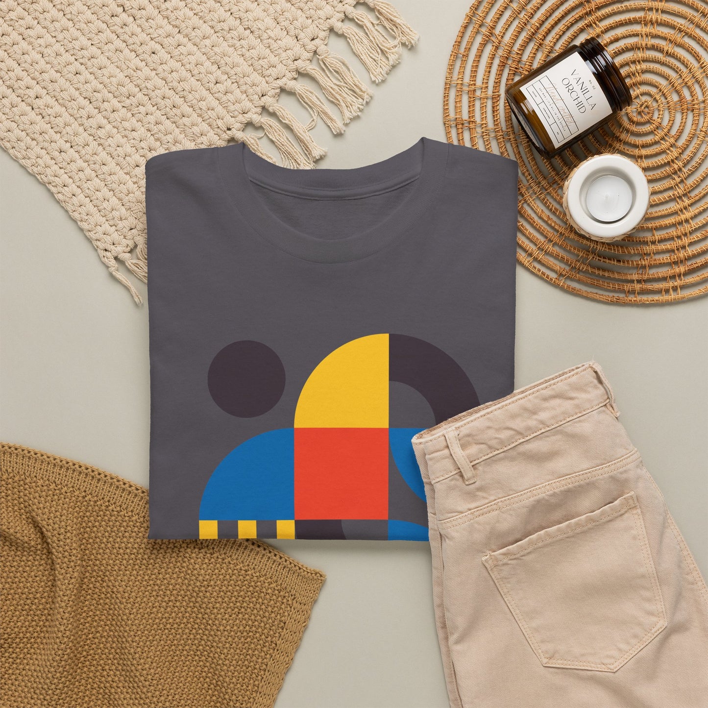 Abstract Geometric Shapes T-Shirt, Mid Century Modern Graphic Tee, Colorful Retro Pattern Shirt, Minimalist Art Unisex Tee, Modern Design Top