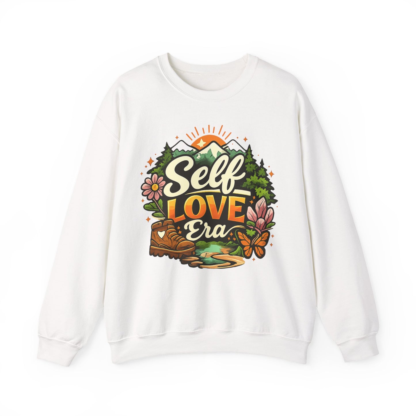 Self-Love Era Sweatshirt, Self Care Crewneck, Nature Graphic Sweatshirt, Positive Quote Sweater, Mental Health Gift, Cozy Unisex Pullover