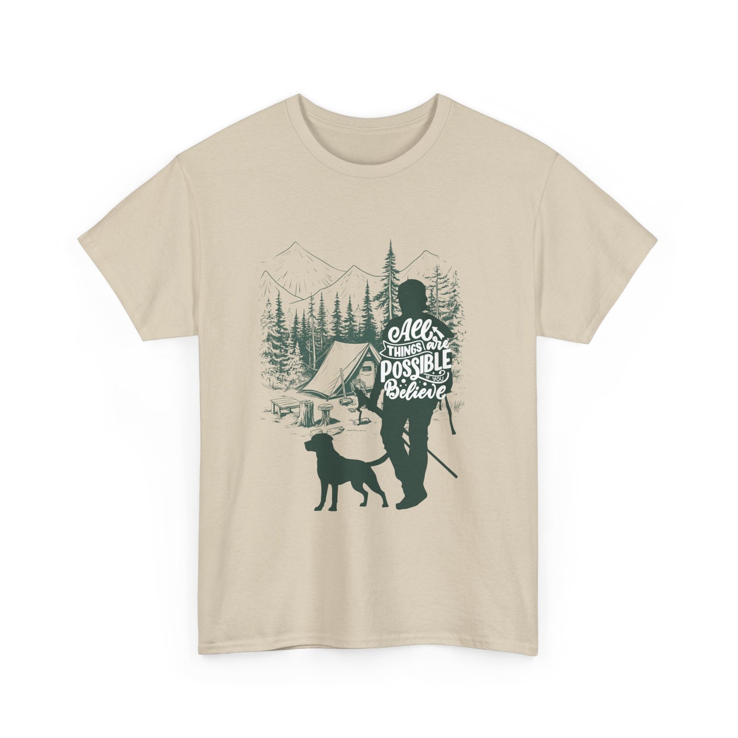 Adventure Awaits Camping Tee - Unisex Heavy Cotton Shirt, Outdoor Apparel, Nature Lover Gift, Hiking T-Shirt, Gift for Campers