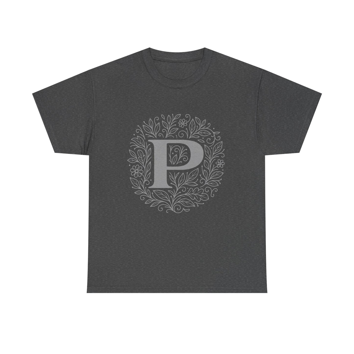 Personalized Initial P, Unisex Heavy Cotton Tee, Custom Graphic T-Shirt, Gifts for Her, Birthday, Casual Wear, Women's Fashion