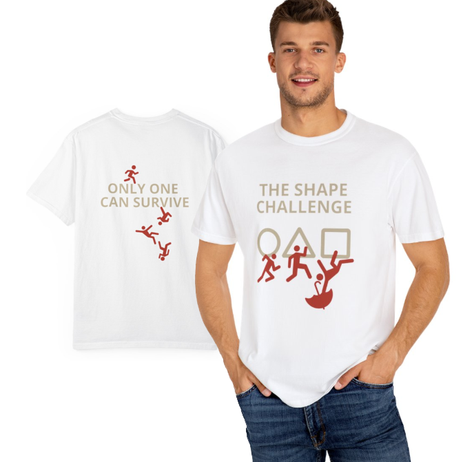 Shape Challenge Korean Game Inspired Unisex T Shirt Triangle Circle Square Graphic Tee Front and Back Print Casual Gift for Gamers