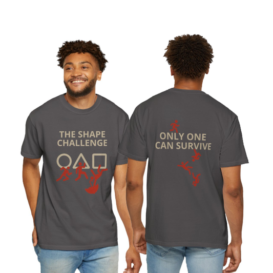 Shape Challenge Korean Game Inspired Unisex T Shirt Triangle Circle Square Graphic Tee Front and Back Print Casual Gift for Gamers