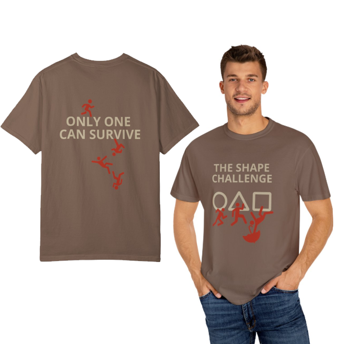 Shape Challenge Korean Game Inspired Unisex T Shirt Triangle Circle Square Graphic Tee Front and Back Print Casual Gift for Gamers