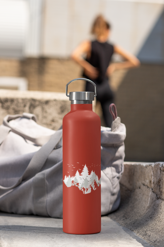 Nature-Inspired Insulated Water Bottle – Forest Design, Eco-Friendly Travel Mug, Hiking Gift for Outdoor Lovers