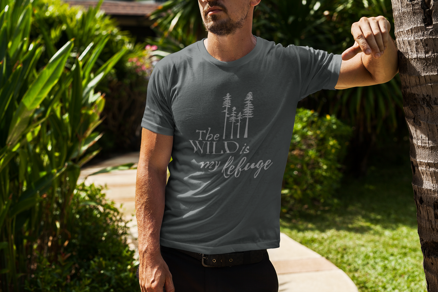 Men’s 100% Cotton Tee – The Wild Is My Refuge | Lightweight, Nature-Inspired Style