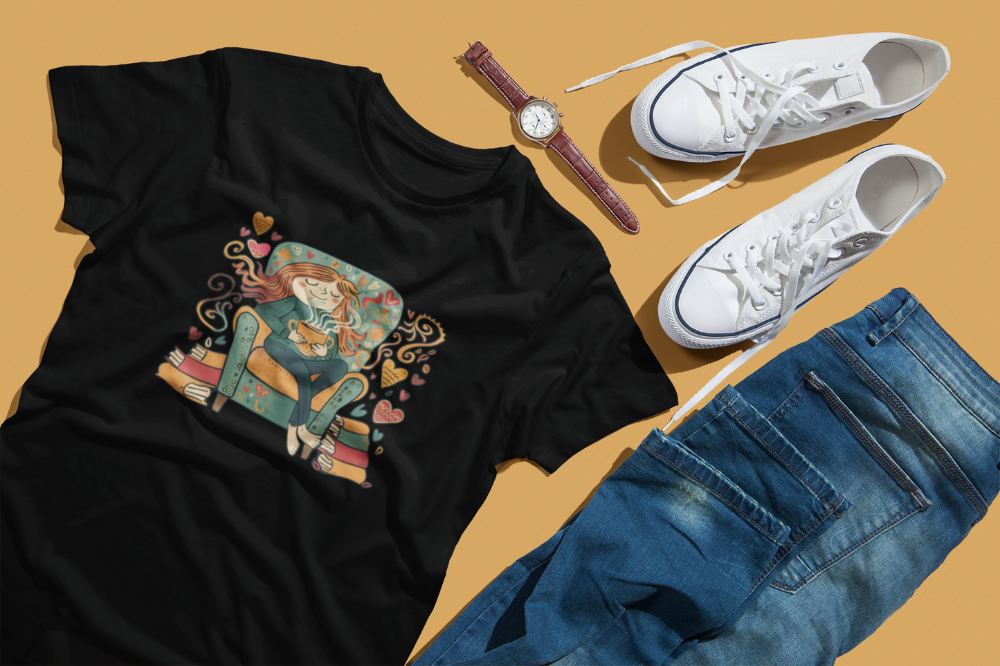 Coffee & Relax Women's T-Shirt Soft Cotton Tee for Moms, Casual Everyday Wear, Gift for Her, Relaxed Fit Shirt