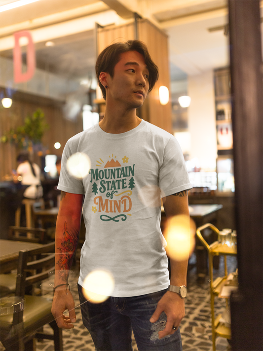 Mountain State of Mind Tee, Adventure T-Shirt, Nature Lover Gift, Trendy Cotton Shirt, Outdoor Enthusiast Apparel, Summer Outfit