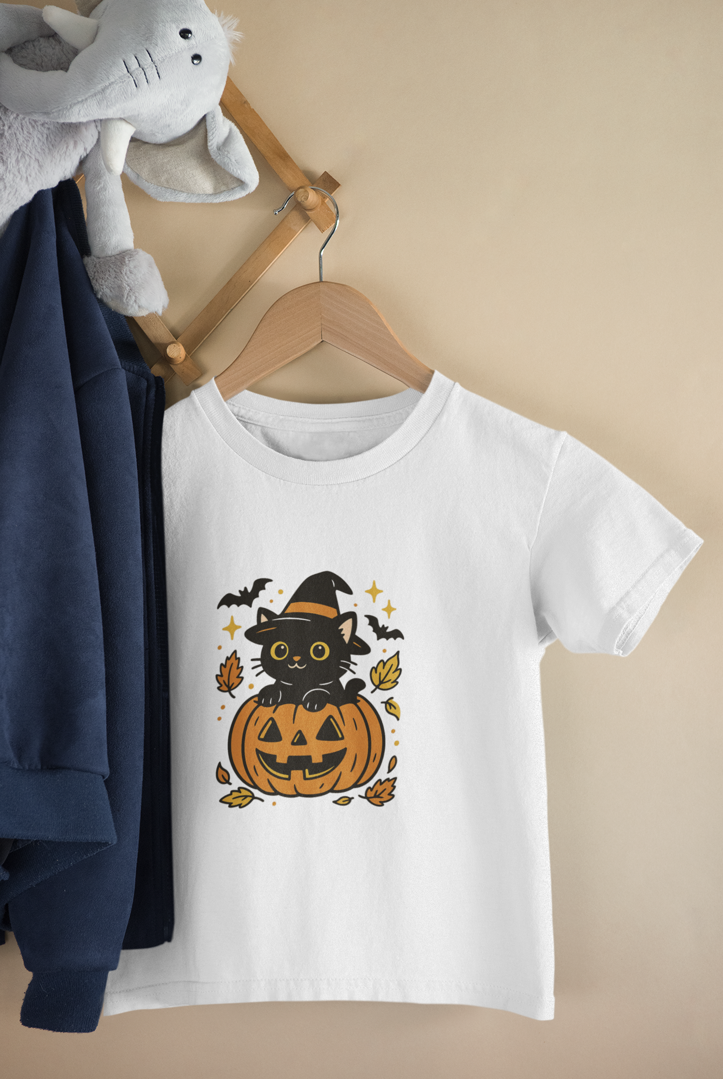 Halloween Cat Toddler T-Shirt Cute Kids Costume Top, Pumpkin Tee, Little Witch Toddler Shirt