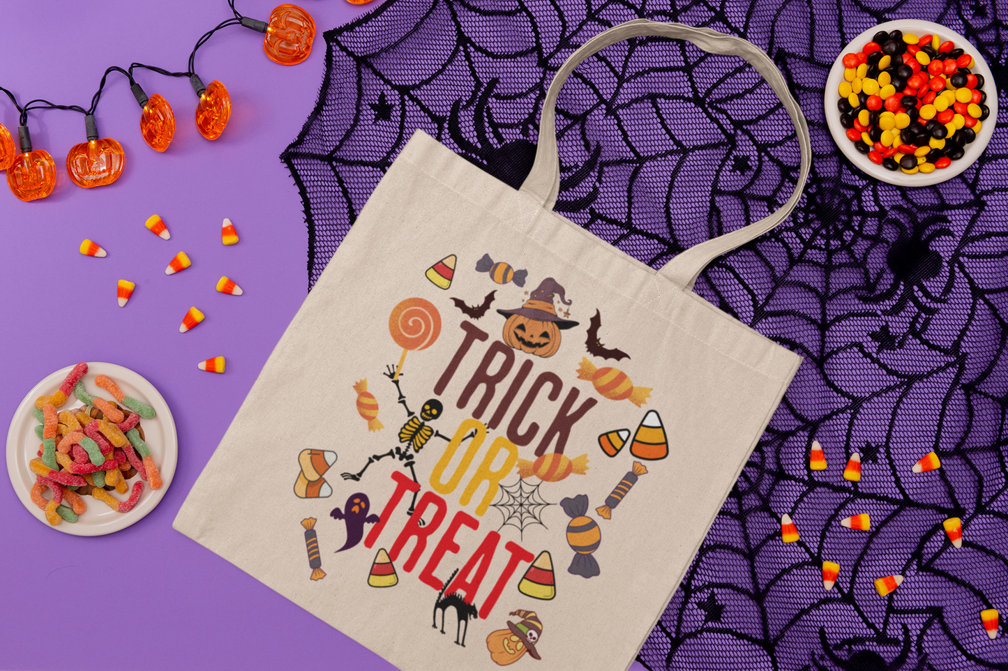 Eco-Friendly Halloween Tote Bag – Reusable Trick or Treat Shopping Bag, Canvas Tote, Spooky Gift Idea